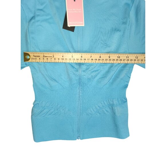 PrettyLittleThing Bright Blue Sport Seamless Bust Detail Zip-Up Jacket Size L - Picture 6 of 8